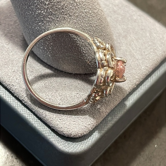 Vintage Pink Cubic Zirconia 925 Silver-Plated Ring Size 7 - Picture 7 of 14